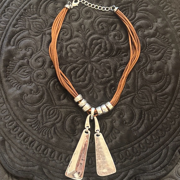 ALM SoHo Silver Plated and Leather Necklace - Picture 2 of 4